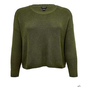 Torrid size 00 olive green drop shoulder crop pullover sweater punk goth emo